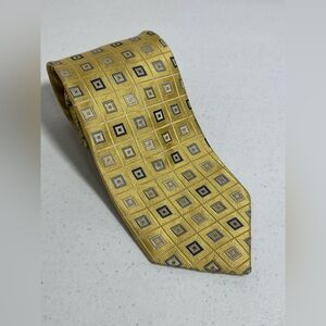 Joseph & Lyman Neck Tie Yellow Gold Blue Grey Squares Geometric 

59.5” x 3.75”